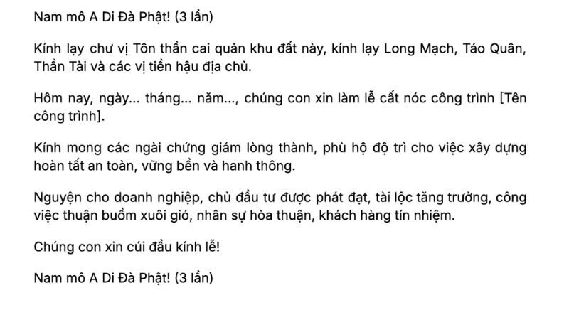 Văn khấn cất nóc nhà: Thủ tục, lễ vật và bài cúng chuẩn 2025 10 văn khấn cất nóc