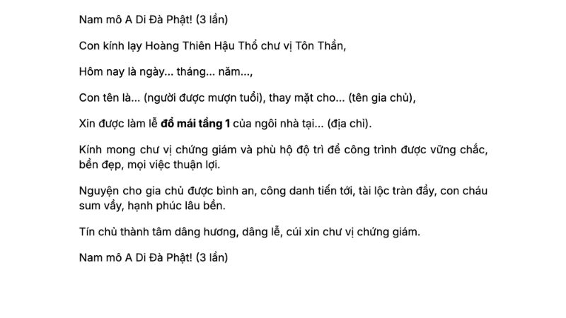 Văn khấn mượn tuổi làm nhà: Động thổ, đổ mái, về nhà mới 2025 11 bài cúng đổ mái tầng 1 mượn tuổi