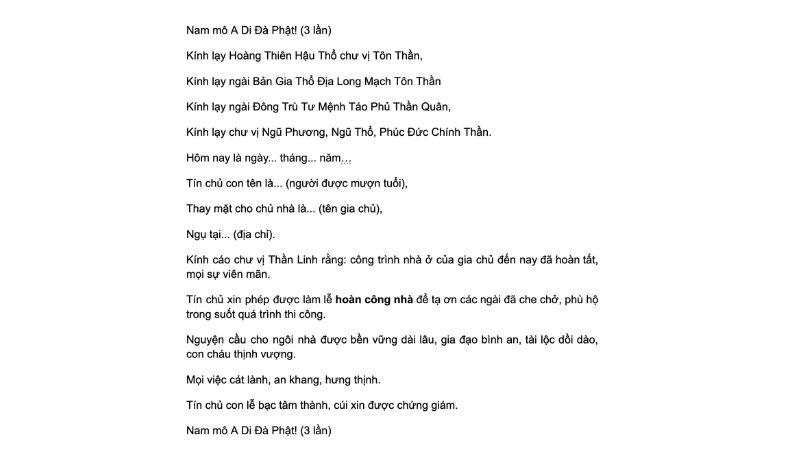 Văn khấn mượn tuổi làm nhà: Động thổ, đổ mái, về nhà mới 2025 14 văn khấn về nhà mới cho người mượn tuổi