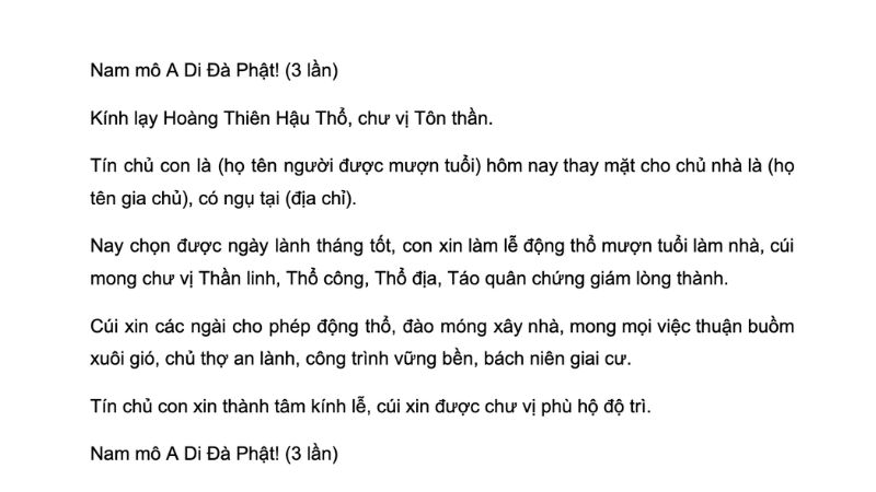 Văn khấn mượn tuổi làm nhà: Động thổ, đổ mái, về nhà mới 2025 6 văn khấn động thổ mượn tuổi làm nhà