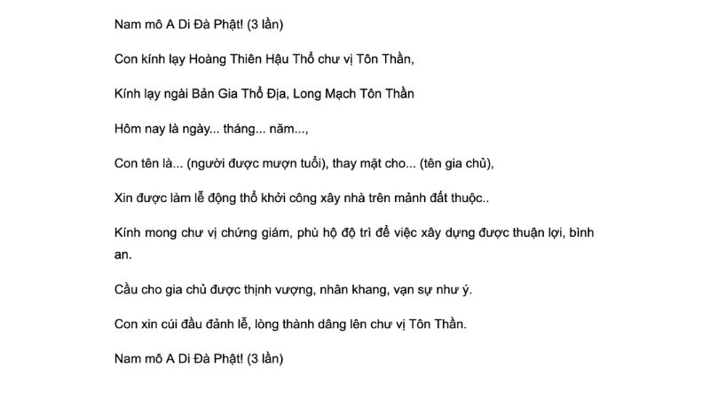 Văn khấn mượn tuổi làm nhà: Động thổ, đổ mái, về nhà mới 2025 7 văn khấn động thổ mượn tuổi làm nhà