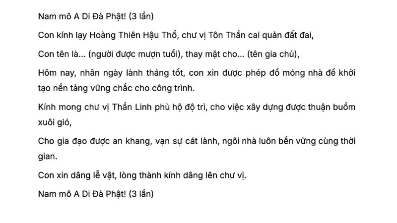 Văn khấn mượn tuổi làm nhà: Động thổ, đổ mái, về nhà mới 2025 9 văn khấn động thổ mượn tuổi làm nhà