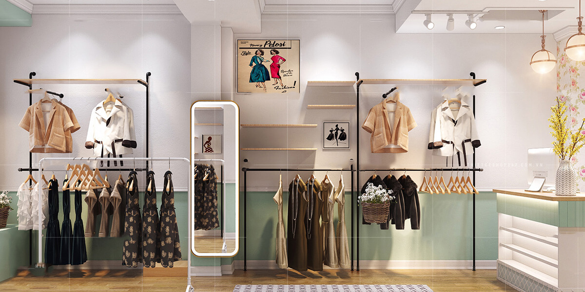 thiết kế shop quần áo nữ nhỏ đẹp