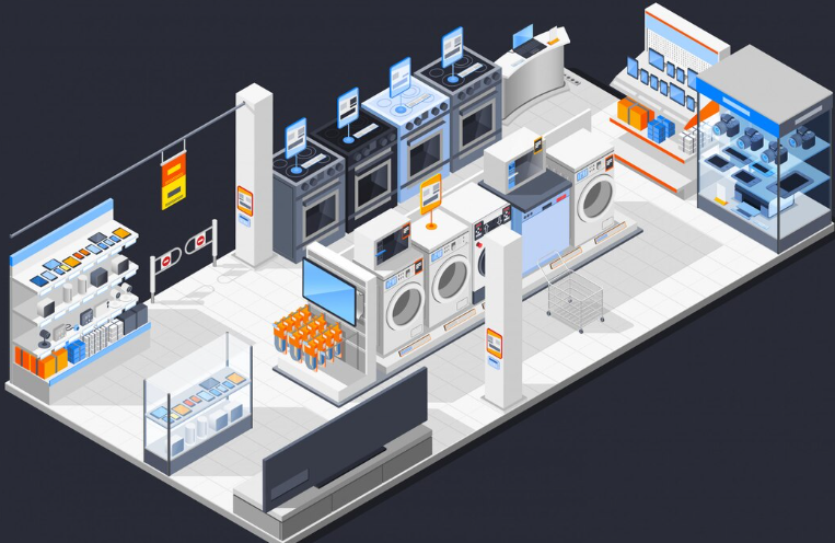 Thiết kế showroom điện máy: Nguyên tắc, mẫu đẹp & báo giá 2026 3 thiết kế showroom điện máy