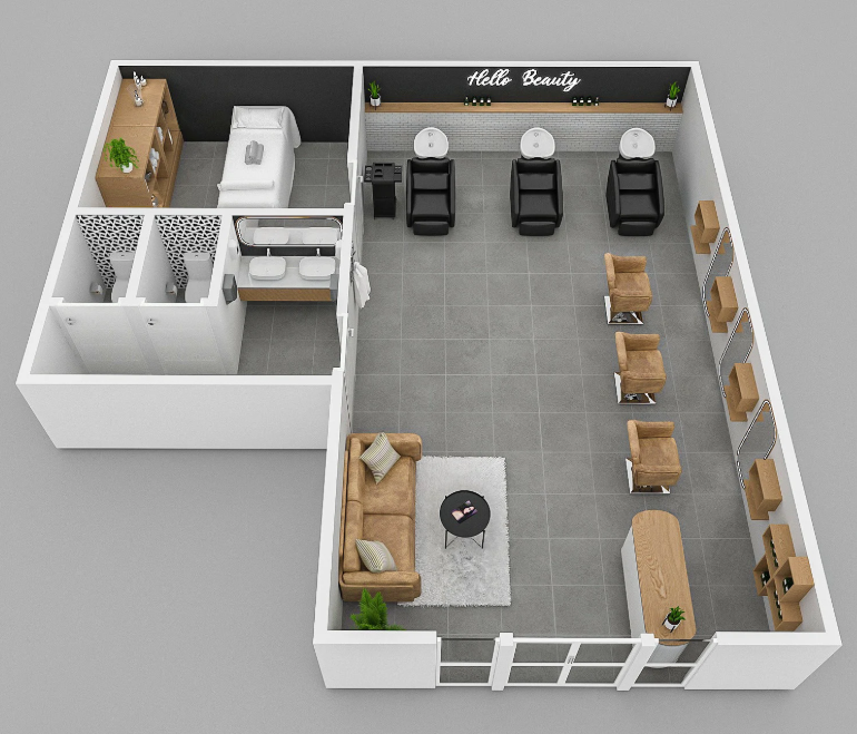 thiết kế tiệm nail gội đầu