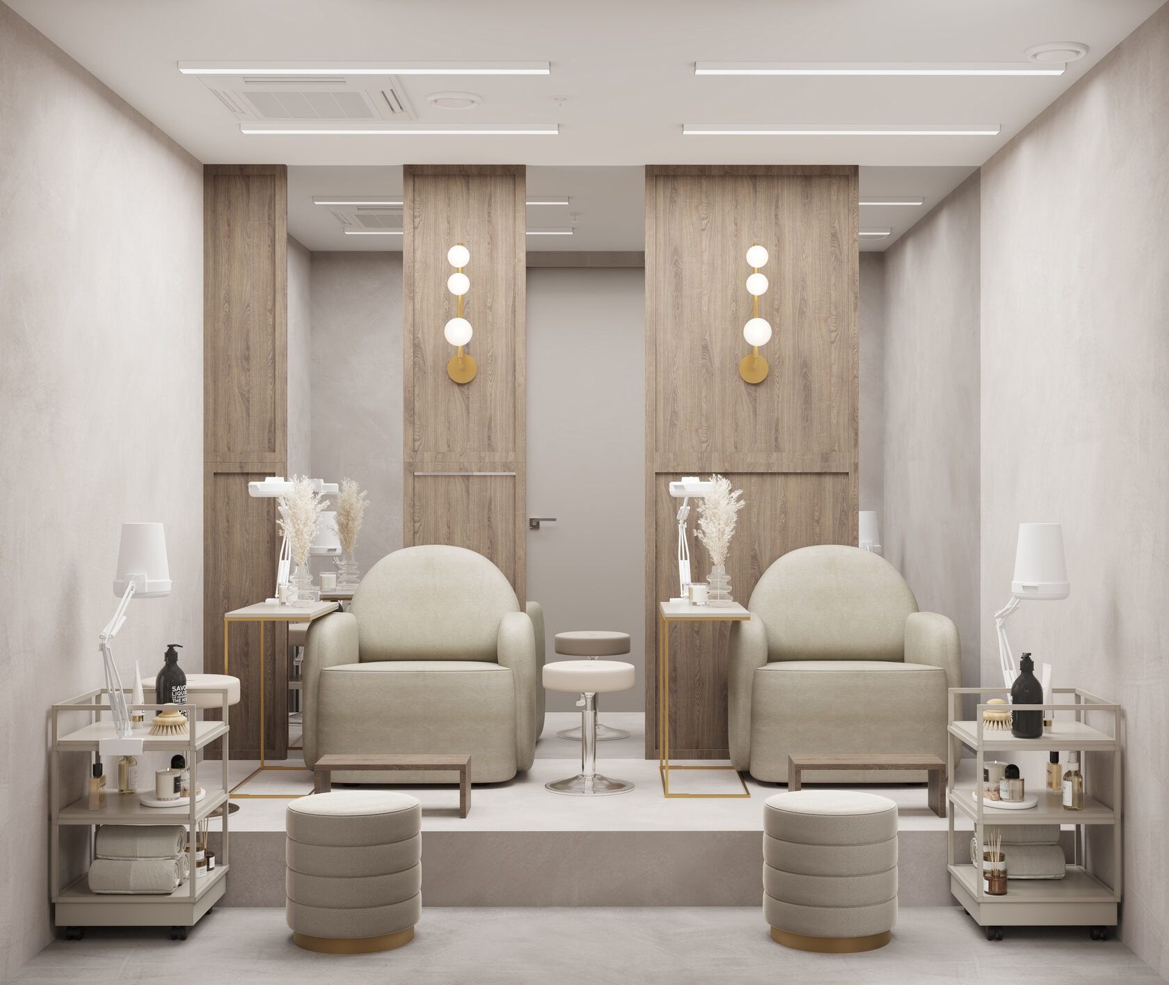 thiết kế tiệm nail gội đầu