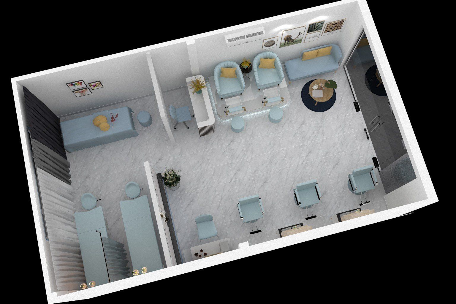 thiết kế tiệm nail gội đầu