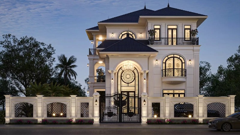 mẫu tường rào nhà biệt thự