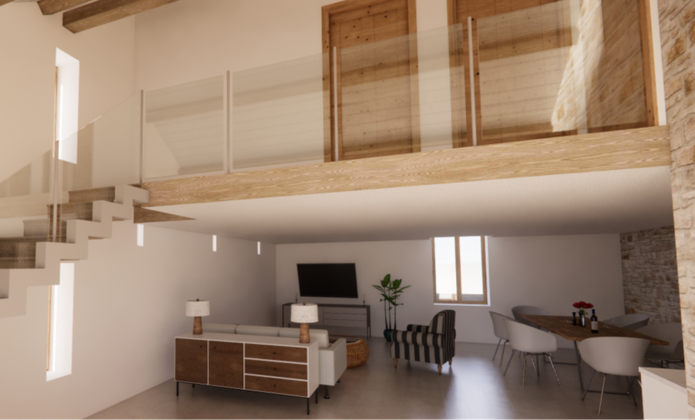 trang trí phòng khách nhà gác lửng