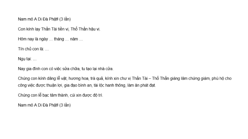 văn khấn cúng sửa chữa nhà