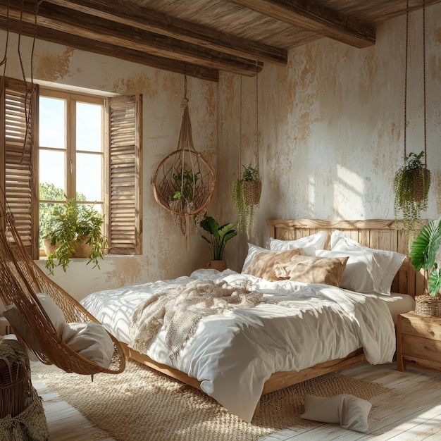 phòng ngủ phong cách farmhouse