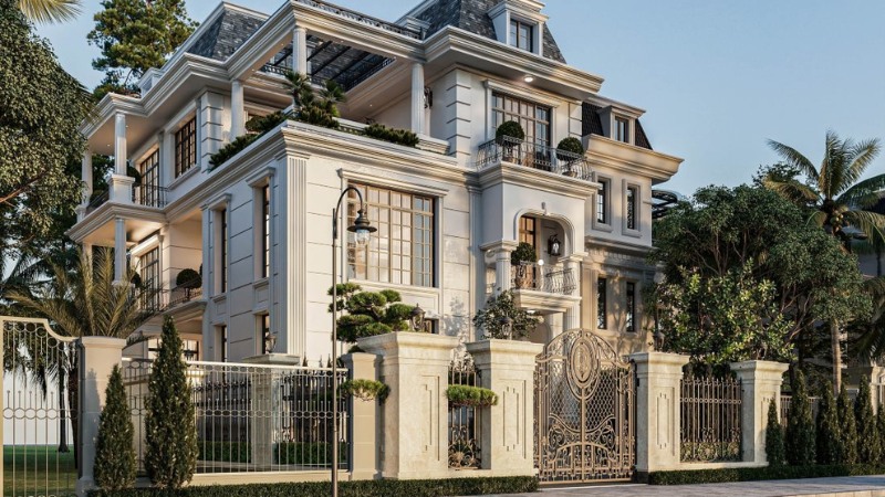 biệt thự tân cổ điển 3 tầng kiểu pháp