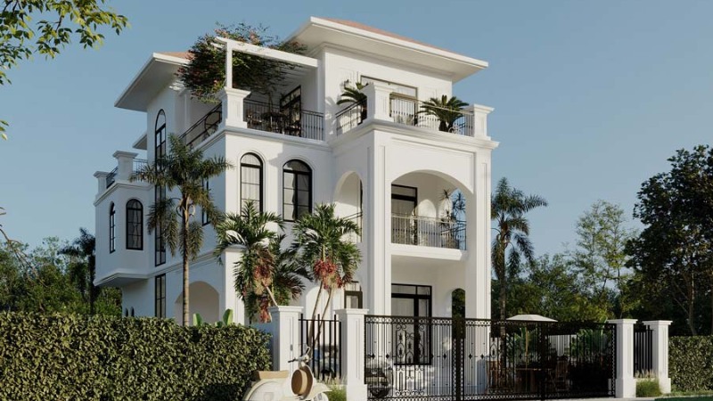 biệt thự tân cổ điển 3 tầng kiểu pháp