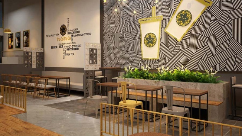 thiết kế quán trà sữa take away