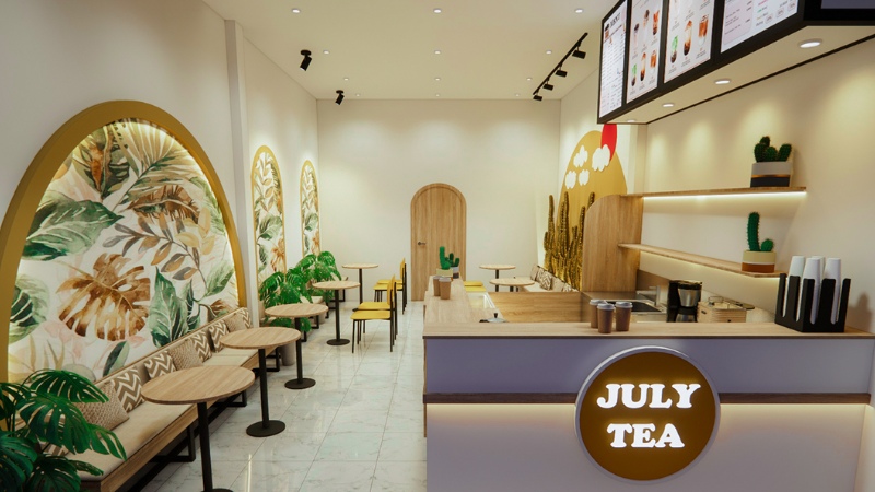 decor quán trà sữa đẹp