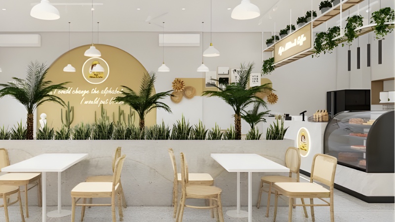 trang trí quán trà sữa đơn giản mà đẹp