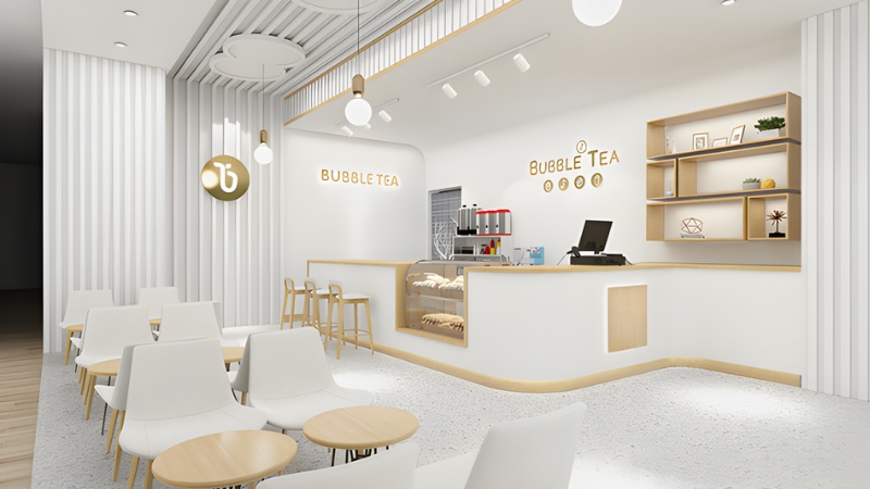 mặt tiền quán trà sữa đẹp