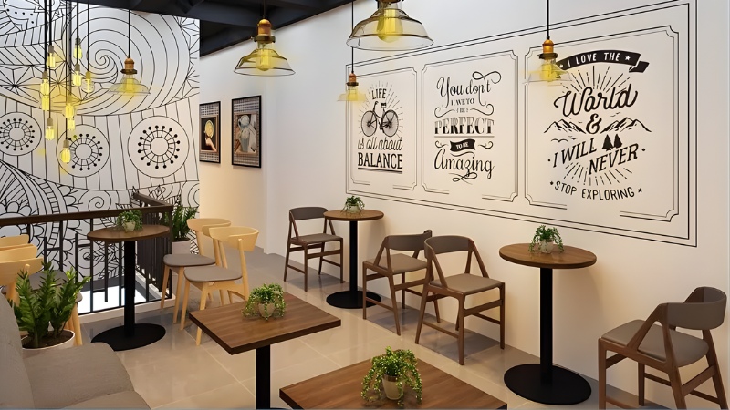 trang trí nội thất quán trà sữa