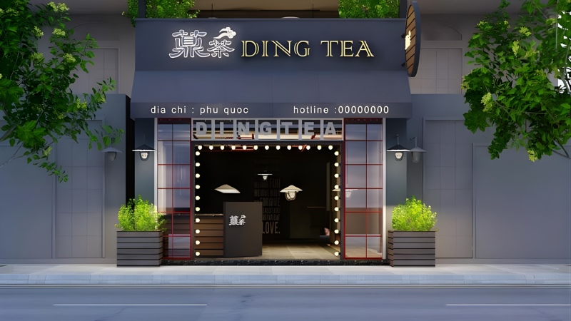 thiết kế quầy trà sữa